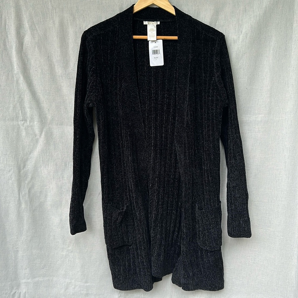 Black Ribbed Cardigan